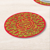 Chinees symbool voor lange levensduur ronde kartonnen onderzetter (Gebogen)