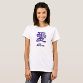 Chinees symbool voor liefde in Paars Abstract T-shirt (Voorkant volledig)