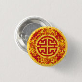 Chinees symbool voor welzijnsmunt ronde button 3,2 cm (Voorkant /achterkant)