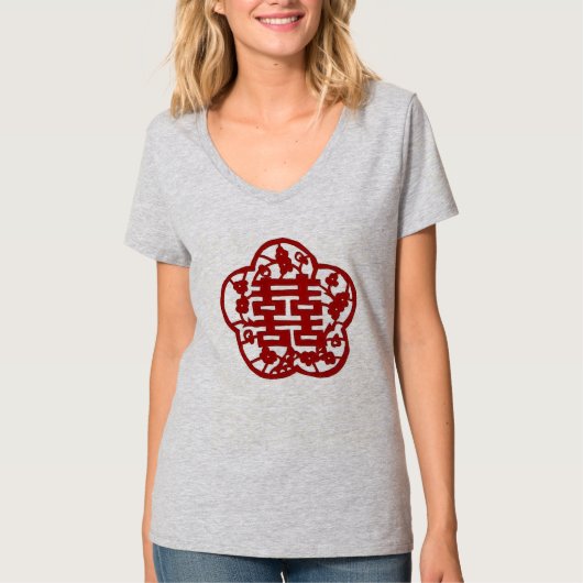Chinees T-shirt voor dubbel geluk (Voorkant)
