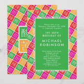 Chinees thema 50e of een verjaardagsfeestje kaart (Voorkant / Achterkant)