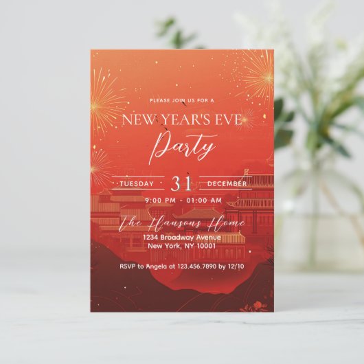 Chinees thema Rode oudejaarsfeest Kaart (Staand voorkant)