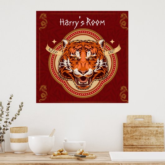 Chinees thema Tiger Editable Poster (Keuken)
