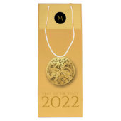 Chinees Tijgerjaar 2022 Elegant Monogram WGB Wijn Cadeautas (Achterkant)