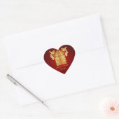 Chinees Tortelduifjes Dubbel Geluk Bruiloft Hart Sticker (Envelop)