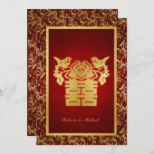 Chinees Tortelduifjes Dubbel Geluk Kaart (Voorkant / Achterkant)