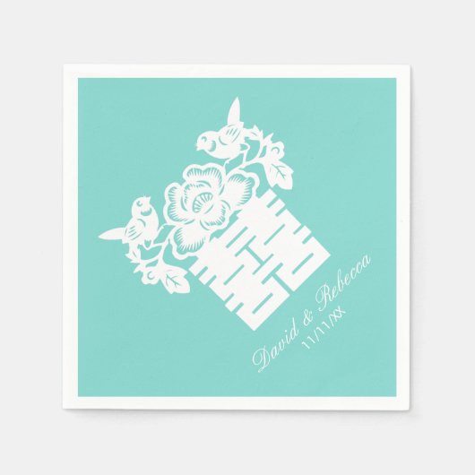 Chinees Tortelduifjes Dubbel gelukssymbool Servet (Voorkant)