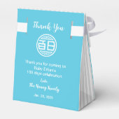 Chinees traditioneel Baby 100 dagen 百 (blauw) Bedankdoosjes (Achterkant)