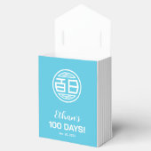 Chinees traditioneel Baby 100 dagen 百 (blauw) Bedankdoosjes (Geopend)