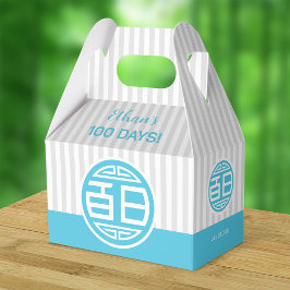 Chinees traditioneel Baby 100 dagen 百 (blauw) Bedankdoosjes