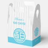 Chinees traditioneel Baby 100 dagen 百 (blauw) Bedankdoosjes (Geopend)