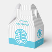 Chinees traditioneel Baby 100 dagen 百 (blauw) Bedankdoosjes (Voorkant Zijde)