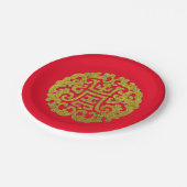 Chinees traditioneel goudpatroon papieren bordje (Gekanteld)