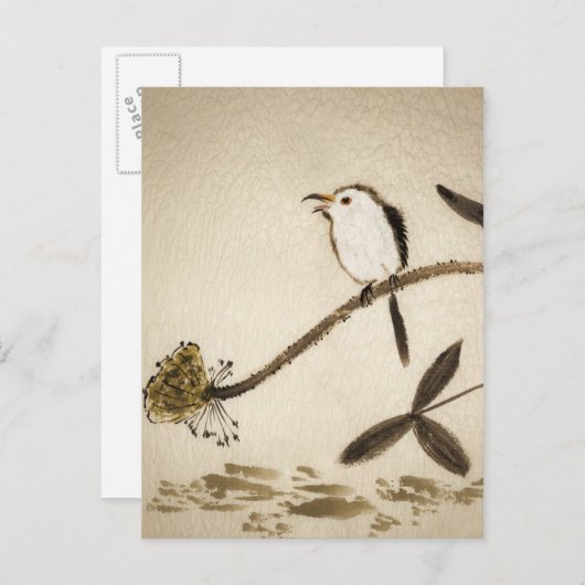 Chinees traditioneel inktschilderij met vogels briefkaart (Voorkant / Achterkant)