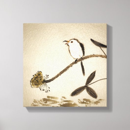 Chinees traditioneel inktschilderij met vogels canvas afdruk (Voorkant)