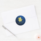Chinees trouwsnowflake dubbel geluk blauw ronde sticker (Envelop)