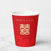 Chinees Tweetalig Dubbel Geluk Bruiloft Papieren Bekers (Voorkant)