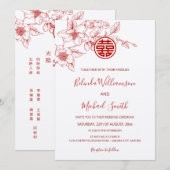 Chinees tweetalig | Magnolia Cream Chinese bruilof Kaart (Voorkant / Achterkant)