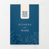 Chinees tweetalig minimaal verlof bruiloft uitnodi drieluik programma (Cover)