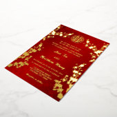 Chinees tweetalig | Red Cherry Blossom Bruiloft Folie Uitnodiging (Gedraaid)