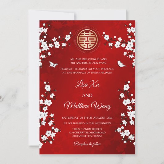 Chinees tweetalig | Witte kersenbloesem Kaart (Voorkant)