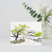 Chinees Uitzicht met traditionele tempel Briefkaart (Staand voorkant)