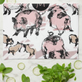 Chinees Varkenjaar dierlijk origineel monogram keu Theedoek (Gevouwen)