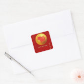 Chinees Varkenshaar Red Gold Papercut Square Stick Vierkante Sticker (Envelop)