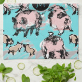 Chinees Varkenshyjaar dierlijk origineel monogram  Theedoek (Gevouwen)