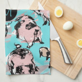 Chinees Varkenshyjaar dierlijk origineel monogram  Theedoek (Quarter Fold)