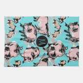 Chinees Varkenshyjaar dierlijk origineel monogram  Theedoek (Horizontaal)