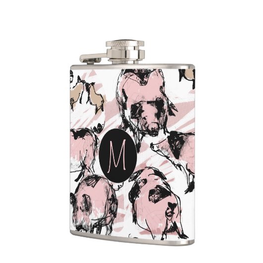 Chinees varkensjaar 2019 oorspronkelijke monogram  heupfles (Links)