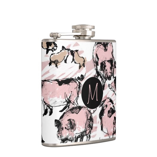 Chinees varkensjaar 2019 oorspronkelijke monogram  heupfles (Rechts)