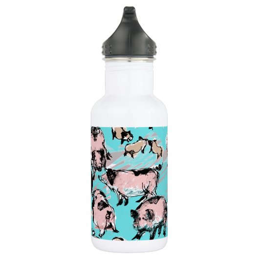 Chinees varkensjaar 2019 origineel monogram blauw  waterfles  (Rechts)