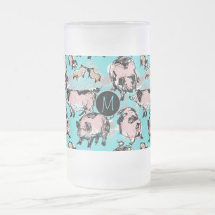 Chinees varkensjaar 2019 Originele Monogram Blauwe Matglas Bierpul