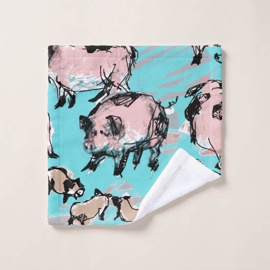 Chinees Varkensjaar Verjaardag Originele tekening  Bad Handdoek (Wasdoekje)