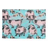 Chinees Varkensjaar Zodiac Originele Tekening Blau Kussensloop (Achterkant)