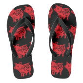 Chinees Varkenspad Red Papercut Mannen Flip Flop (Voetbed)