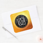 Chinees Varkenspad W Symbool B Cirkel Gold Square  Vierkante Sticker (Envelop)