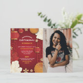 Chinees Verjaardag Foto Party Restaurant Afhalen Kaart (Staand voorkant)