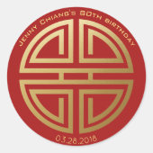 Chinees verjaardagsfeest langlevenscadeau ronde sticker (Voorkant)