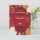 Chinees Verjaardagsfeestrestaurant Foto wegnemen Kaart (Staand voorkant)