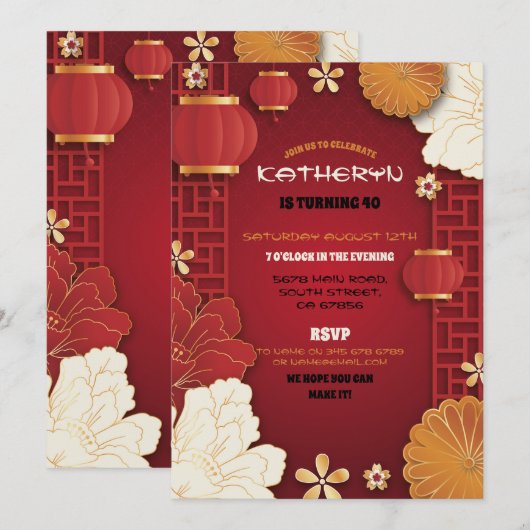 Chinees Verjaardagsfeestrestaurant Foto wegnemen Kaart (Voorkant / Achterkant)