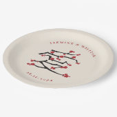 Chinees Verloving van de Rode Cherry Blossom Papieren Bordje (Gekanteld)