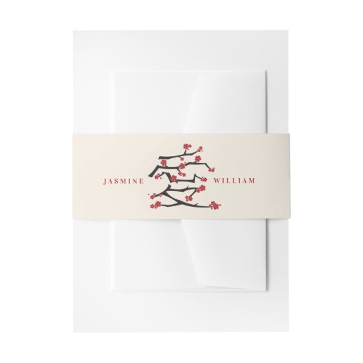 Chinees Verloving van de Rode Cherry Blossom Uitnodigingen Wikkel (Voorkant Voorbeeld)