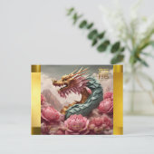 Chinees Vietnamees Nieuwjaar Dragon 2024 HPostC Feestdagenkaart (Staand voorkant)