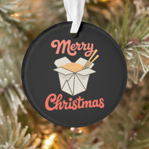 Chinees Voedsel Afhaalbox Eetstokjes Kerstmis Kers Ornament
