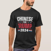 Chinees voor Trump 2024 Amerikaanse vlag T-Shirt (Voorkant)