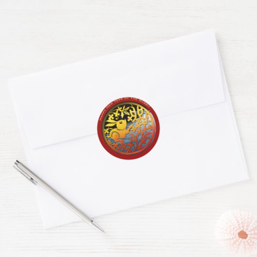 Chinees waterkonijnenjaar 2023 RS Ronde Sticker (Envelop)