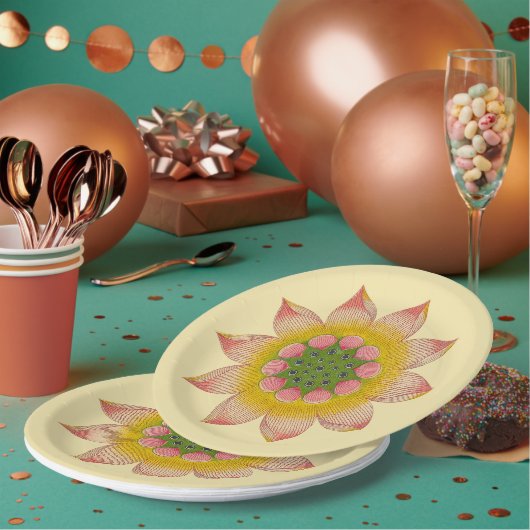 Chinees Waterlly Flower Design Papier Borden Papieren Bordje (Multi)